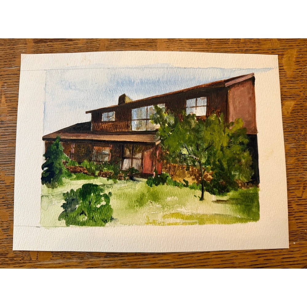 House - Architecture Watercolor Sketchbook Original VTG ARTWORK OOAK Georgia Art